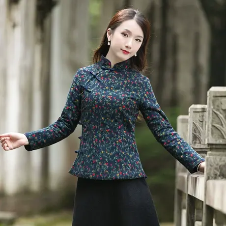 筠雅唐装棉服女中国风女款冬季偏襟盘扣棉袄中式棉衣加厚上衣外套商品大图