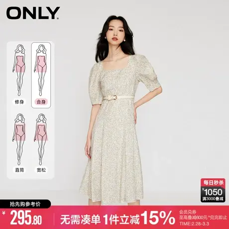 ONLY冬季气质淑女满印碎花泡泡袖A字连衣裙女|123307032商品大图