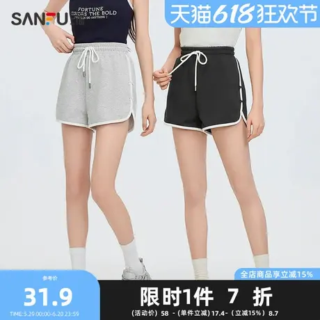 三福短裤2025夏季蝴蝶结装饰设计局部撞色裤子女装496561Z图片