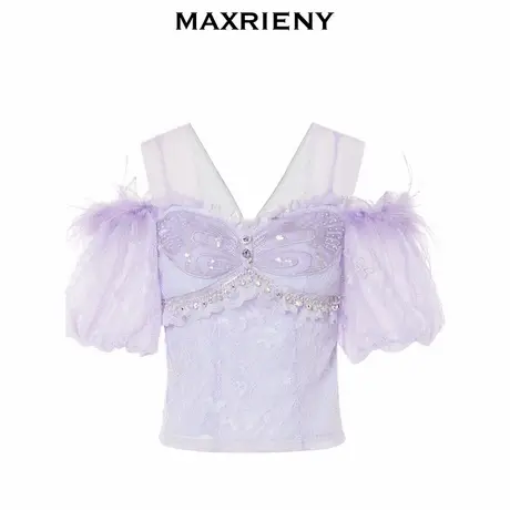 【奥莱】MAXRIENY森系精灵蕾丝雪纺衫上衣商品大图