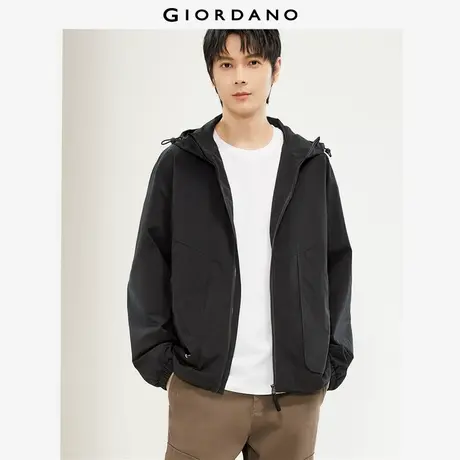 佐丹奴外套男装字母印花梭织破骨大口袋连帽外套 01074061图片