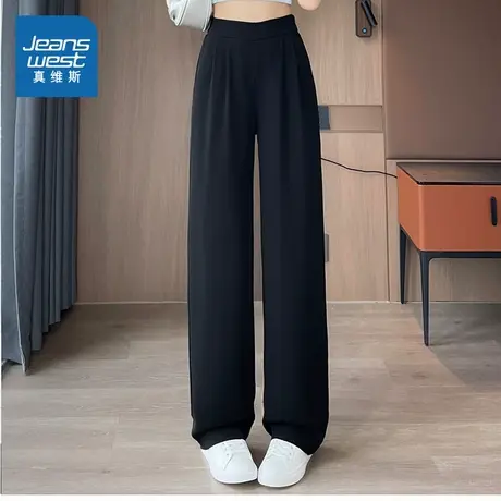 KR真维斯女装2025夏季新款 时尚设计感V腰窄版西装高腰休闲长裤商品大图