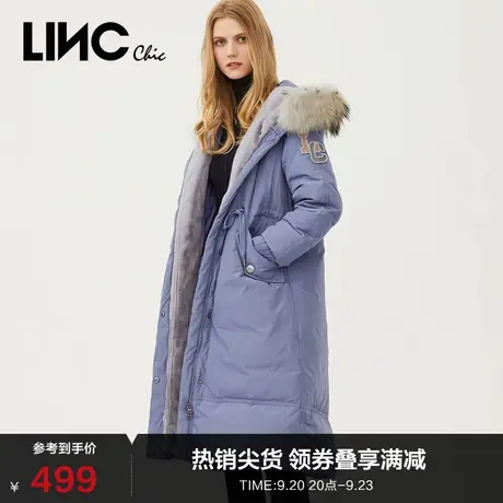 LINC金羽杰羽绒服女修身连帽派克长款反季羽绒服女冬款Y21874104商品大图