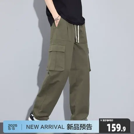 唐狮2025夏季新款休闲长裤男士宽松帅气美式复古抽绳工装长裤潮GT图片