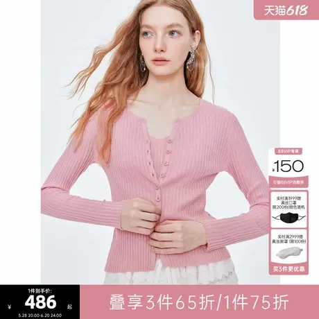 可可尼cocoon2025夏季新款高织羊毛假两件针织衫慵懒毛衣内搭上衣商品大图