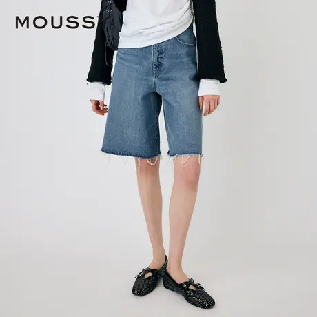 MOUSSY 夏季cleanfit松弛感百慕大牛仔裤毛边五分裤010HSJ11-0060商品大图