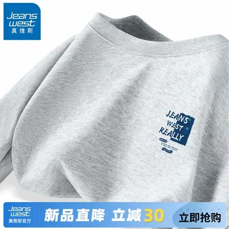 GV真维斯灰色短袖T恤男夏季重磅纯棉半袖上衣男款潮牌宽松体恤衫A图片