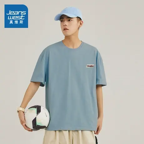 JR真维斯男装宽松短袖T恤 2025春季新款潮流纯棉上衣男圆领套头衫图片