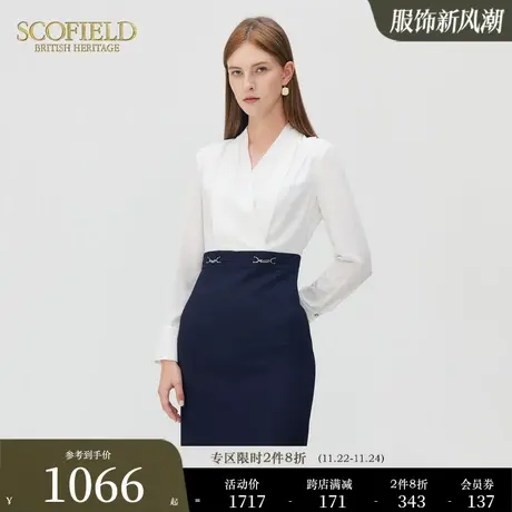 Scofield女装秋季新款领气质通勤修身收腰显瘦假两件包臀连衣裙商品大图