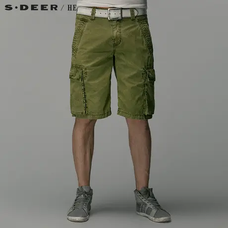 S.Deer/He【惠】 圣迪奥纯棉休闲军绿男士中裤H14270782图片