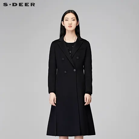 sdeer圣迪奥2019春装开叉中长款双面呢大衣外套S17481862图片