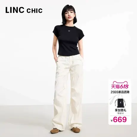 LINC金羽杰2025年夏季新款裤子直筒伞兵裤女户外穿搭赵露思同款商品大图