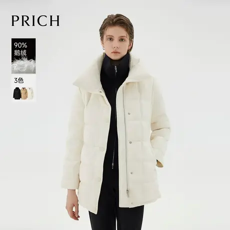 【90%鹅绒】PRICH经典商务翻领短款羽绒服冬季保暖通勤外套女商品大图