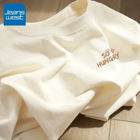 KV真维斯纯棉长袖T恤女2025新款 春秋季薄款百搭圆领重磅显瘦上衣图片