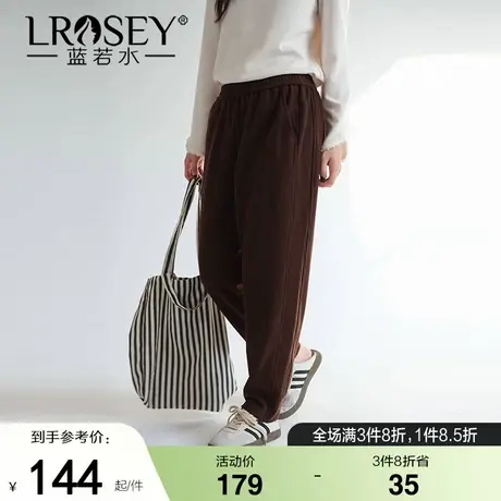 蓝若水大码女装高腰直筒束脚卫裤2025秋新款胖mm显瘦舒适运动长裤图片