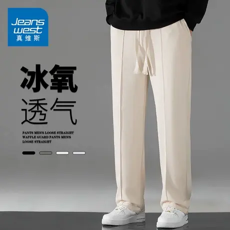 GQ真维斯男士夏季薄款休闲裤舒适韩版宽松直筒修身小脚男裤长裤子商品大图