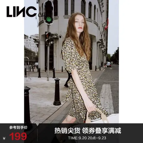 LINCCHIC金羽杰连衣裙女法式高腰碎花连衣裙女夏S212DR214图片