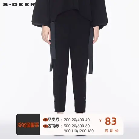 sdeer圣迪奥酷感拼缝时尚街头感拉链元素装饰休闲长裤S18380880🈸商品大图