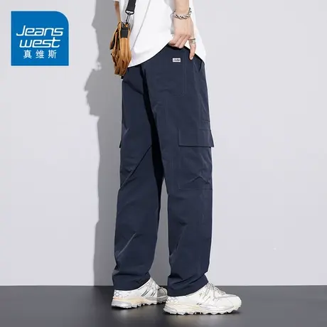 KZ真维斯直筒工装休闲长裤男士多口袋机能风男裤子男装春秋季春装商品大图