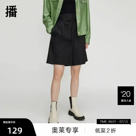 【播奥莱】播黑色短裤商场同款春季新款休闲宽松小个子五分裤图片