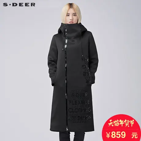 sdeer圣迪奥街头字母凸版装饰加绒长外套S16481886图片