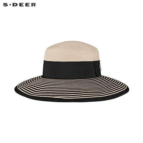 sdeer圣迪奥女夏装休闲简约时尚文艺撞色拼接休闲礼帽S21283615图片