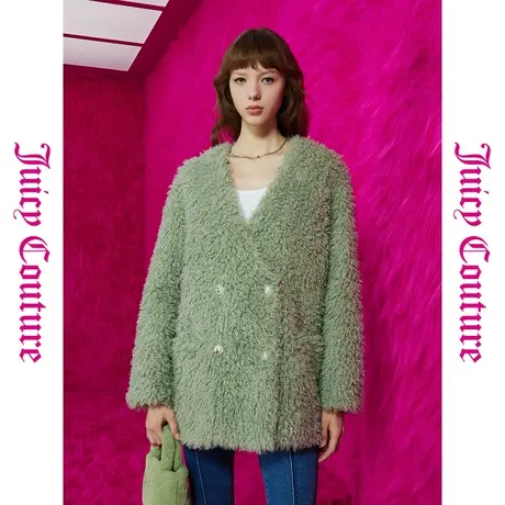 Juicy Couture橘滋春夏新款上衣女外套冬日恋歌扣卷毛绒女式大衣图片