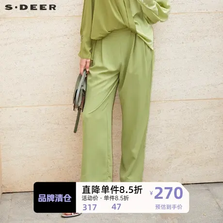 sdeer圣迪奥女装松紧拼接压褶雪纺长裤S232Z0816图片