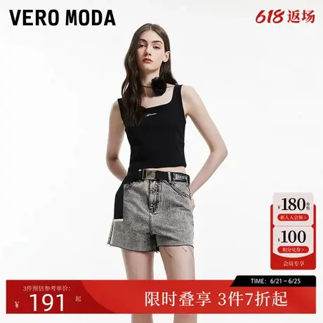 Vero Moda牛仔短裤女夏季时尚做旧百搭高腰显瘦辣妹风324243002商品大图