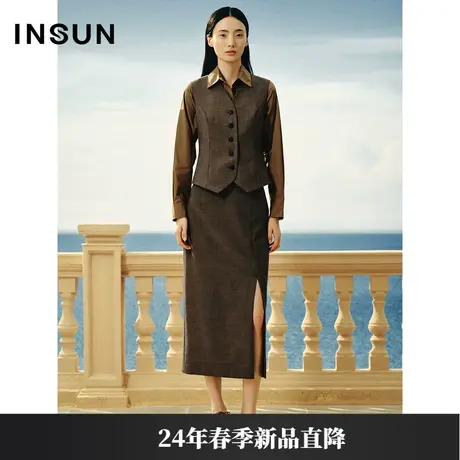 INSUN恩裳专选春季美拉德窄肩直身西装马甲商品大图