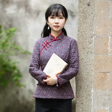 筠雅唐装女中国风冬装棉袄过年古装盘扣上衣茶服女秋冬中式女装商品大图