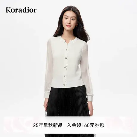 珂莱蒂尔2025年秋季新款时尚淑女风拼接套头针织衫通勤长袖女上衣图片