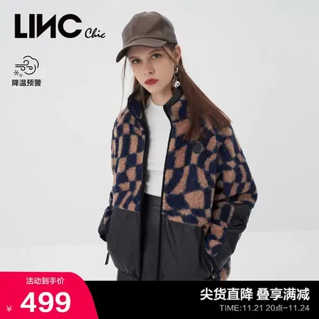 LINCCHIC金羽杰羽绒服女羊羔绒棋盘格轻薄羽绒服女冬季Y22802268商品大图