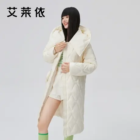 艾莱依艾莱依翻领连帽羽绒服女装长款冬季新款时尚设计感外套冬装商品大图