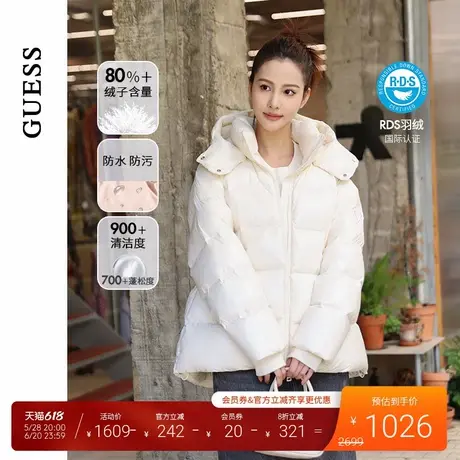 GUESS女士保暖时尚百搭亮面连帽羽绒服-W4PL3ZW55R0商品大图