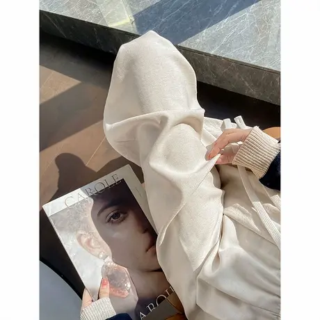 时尚气质休闲裤2025年春季新款女高腰显瘦百搭纯色宽松阔腿长裤图片