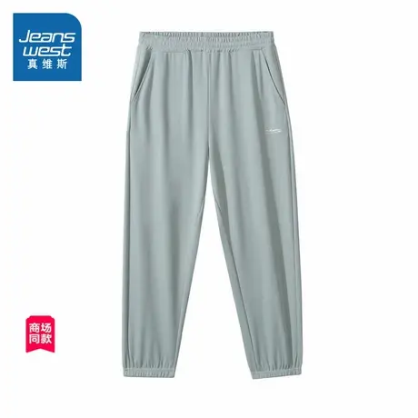 JW真维斯女装2025春季新款 女式弹力纯色松紧腰束脚八分休闲裤女商品大图