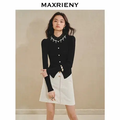【奥莱】MAXRIENY宫廷复古感套头针织毛衫修身上衣女图片