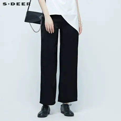 sdeer圣迪奥女装夏装休闲插袋亲肤透气直筒阔腿裤子长裤S20280815商品大图