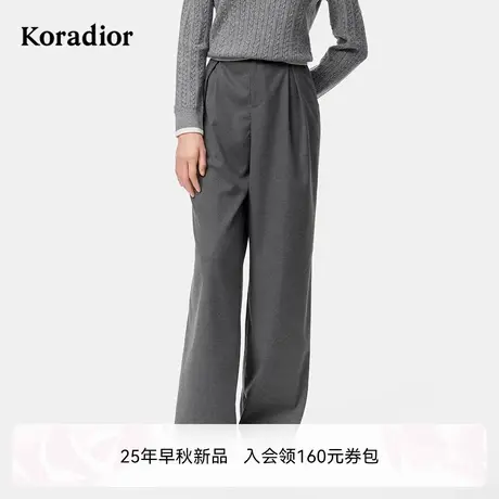 珂莱蒂尔2025年秋季新款商务通勤百搭休闲裤子女简约宽松阔腿长裤图片