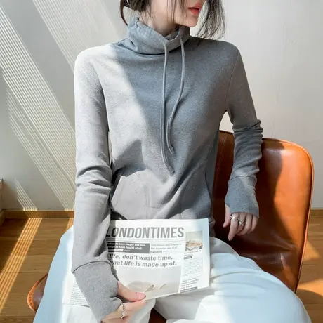 双面德绒高领卫衣女秋冬新款保暖休闲减龄外套上衣宽松显瘦打底衫图片