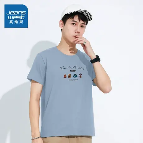 LE真维斯男装2025夏季新款 潮流时尚纯棉青年短袖圆领T恤男士上衣图片