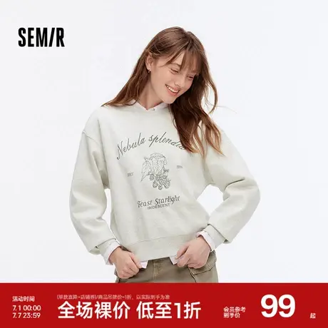 森马卫衣女印花圆领落肩宽松上衣休闲潮流秋设计感图案套头衫时尚商品大图