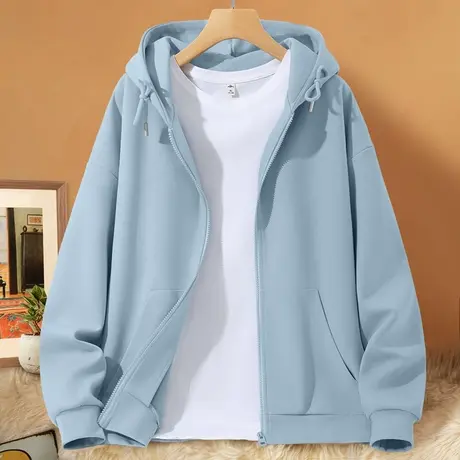 NOE真维斯蓝色外套女款春秋季2025新款卫衣显瘦宽松女装外套开衫商品大图