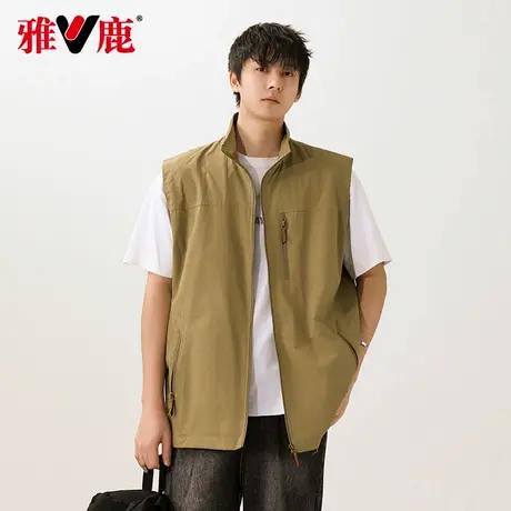 雅鹿春夏季工装外套夹克休闲马甲百搭潮流2025年宽松男装美式多袋图片