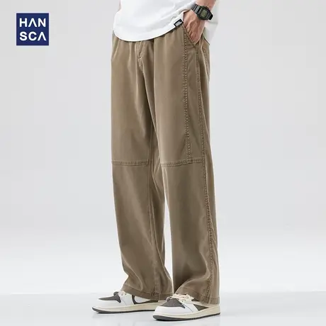 hansca莱赛尔冰感天丝休闲裤男夏季薄款直筒宽松垂感阔腿运动长裤商品大图