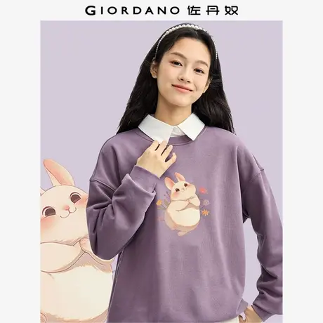 佐丹奴卫衣女装印花圆领长袖针织套头卫衣 69394356商品大图