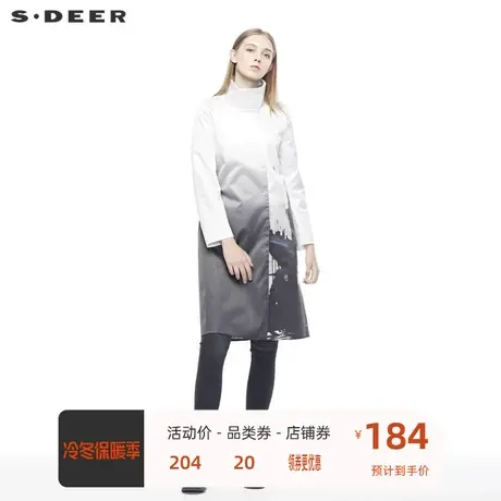 sdeer圣迪奥女装外套时尚休闲高领水墨晕染直筒秋季风衣S19381844🚔商品大图