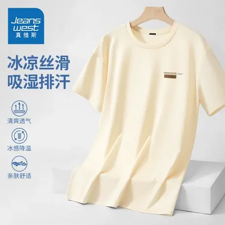 HG真维斯t恤夏季冰丝短袖男士轻薄透气上衣日系大码半袖运动体恤图片