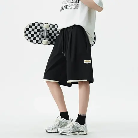 Nuthink冰丝凉感撞色休闲短裤男宽松潮流运动五分裤2025夏季新款图片